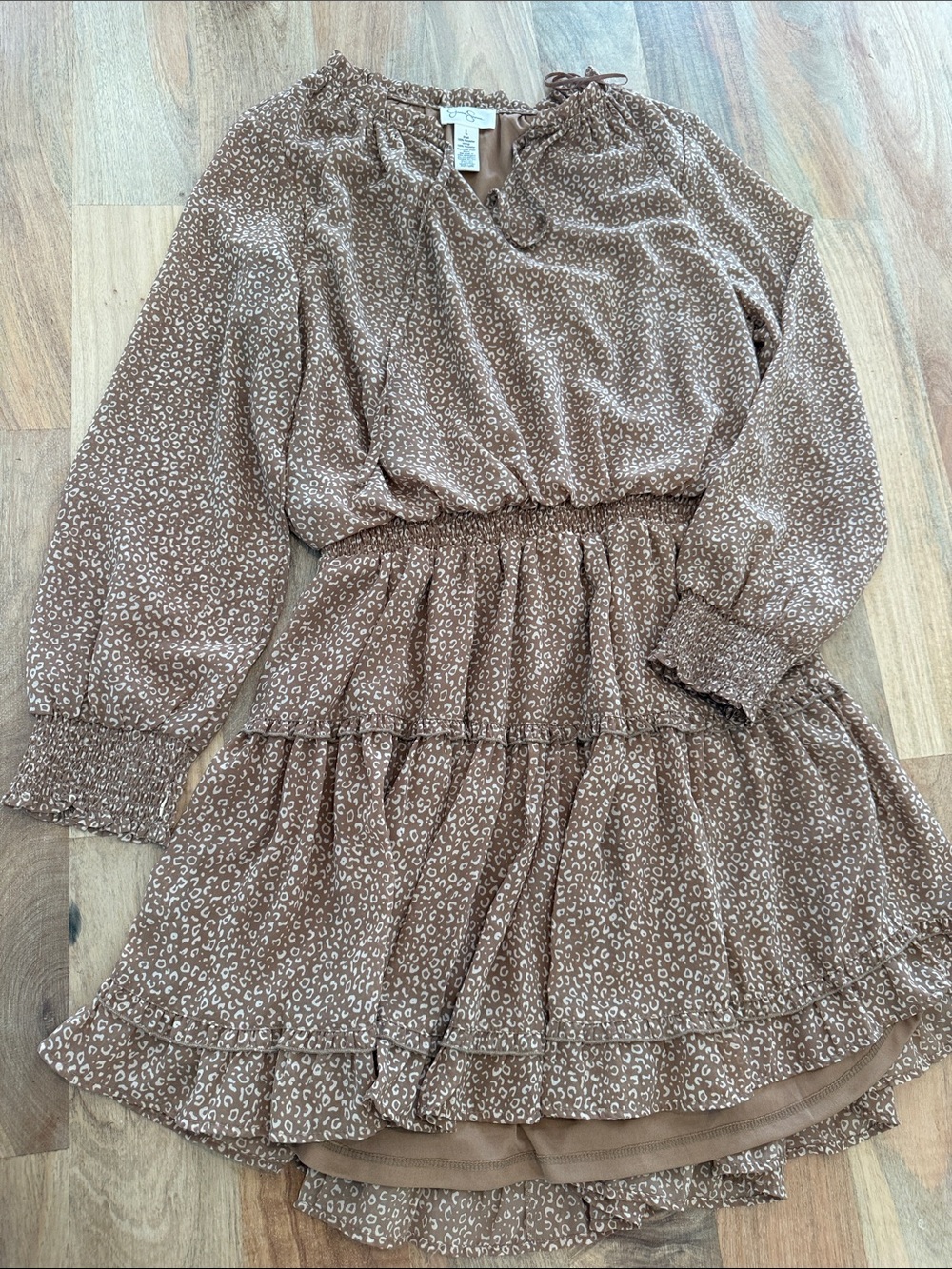Jessica Simpson Brown Leopard Print Tiered Dress